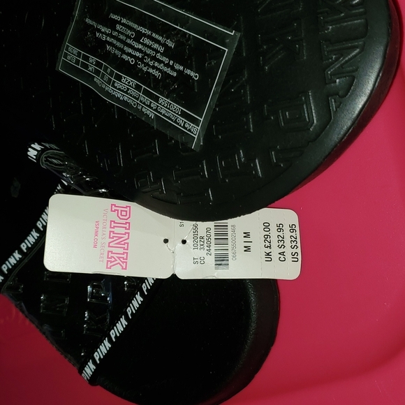 Victoria's Secret PINK Single Strap Slides Sandals Medium (7/8) Clear Logo - Picture 3 of 3